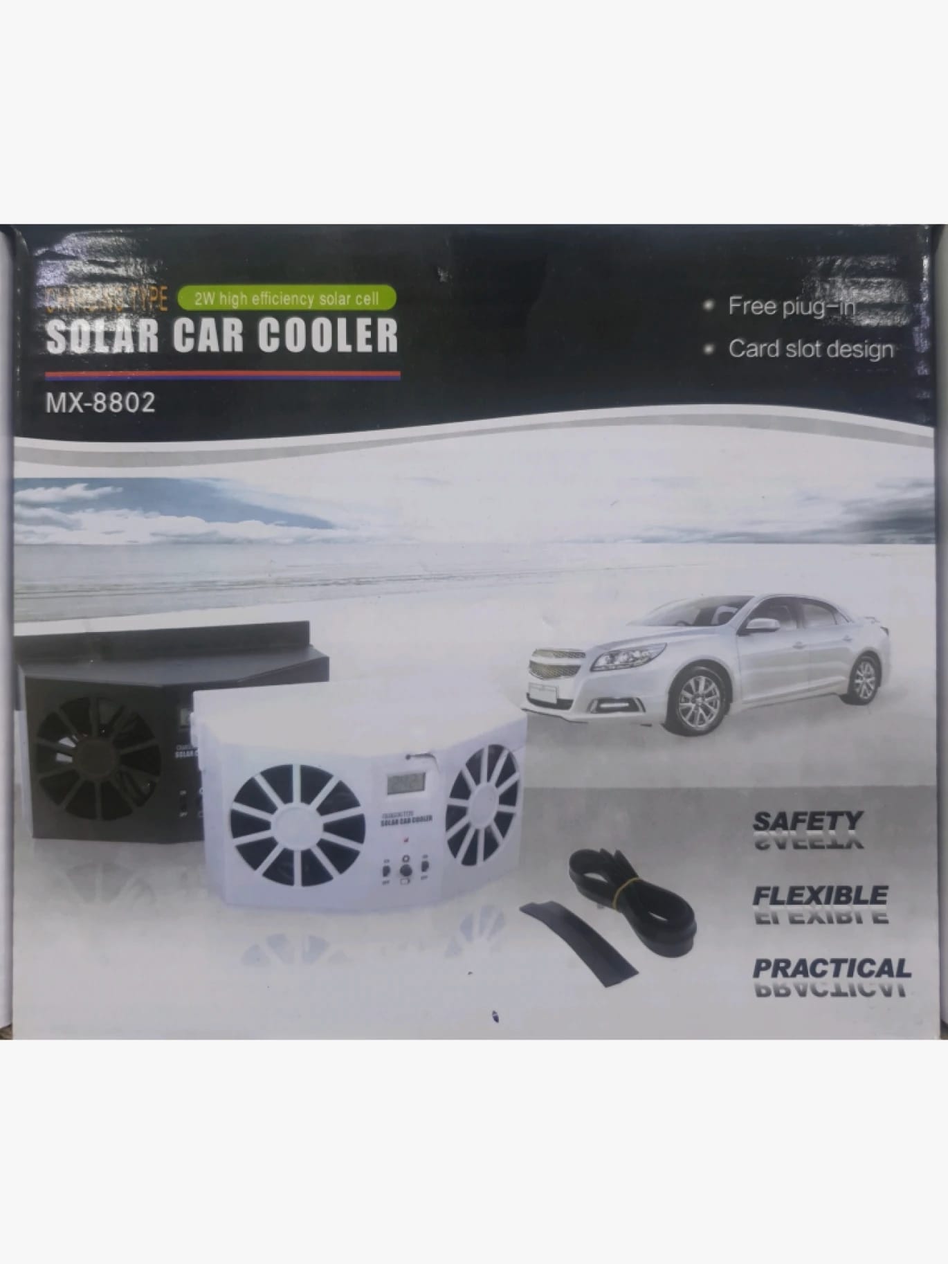 MX-8802 Solar Car Cooler, High Efficiency Design for Car Enthusiasts with Dual Solar Panels, Dual Motor Ventilation System, User-friendly Design