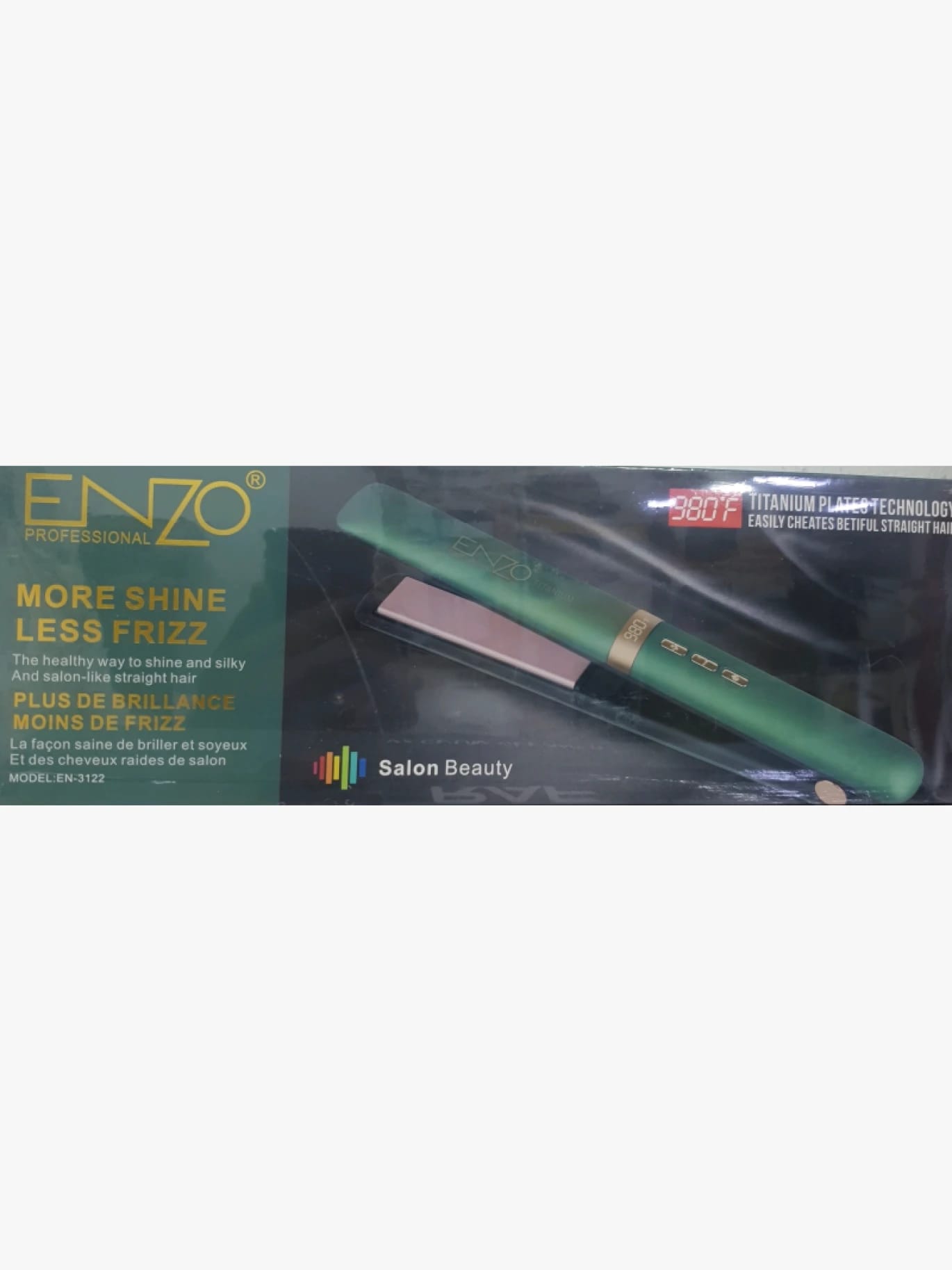 Enzo Professional Hair Straightener with Titanium Plates for Sleek and Smooth Salon-Quality Hair Styling with More Shine and Less Frizz