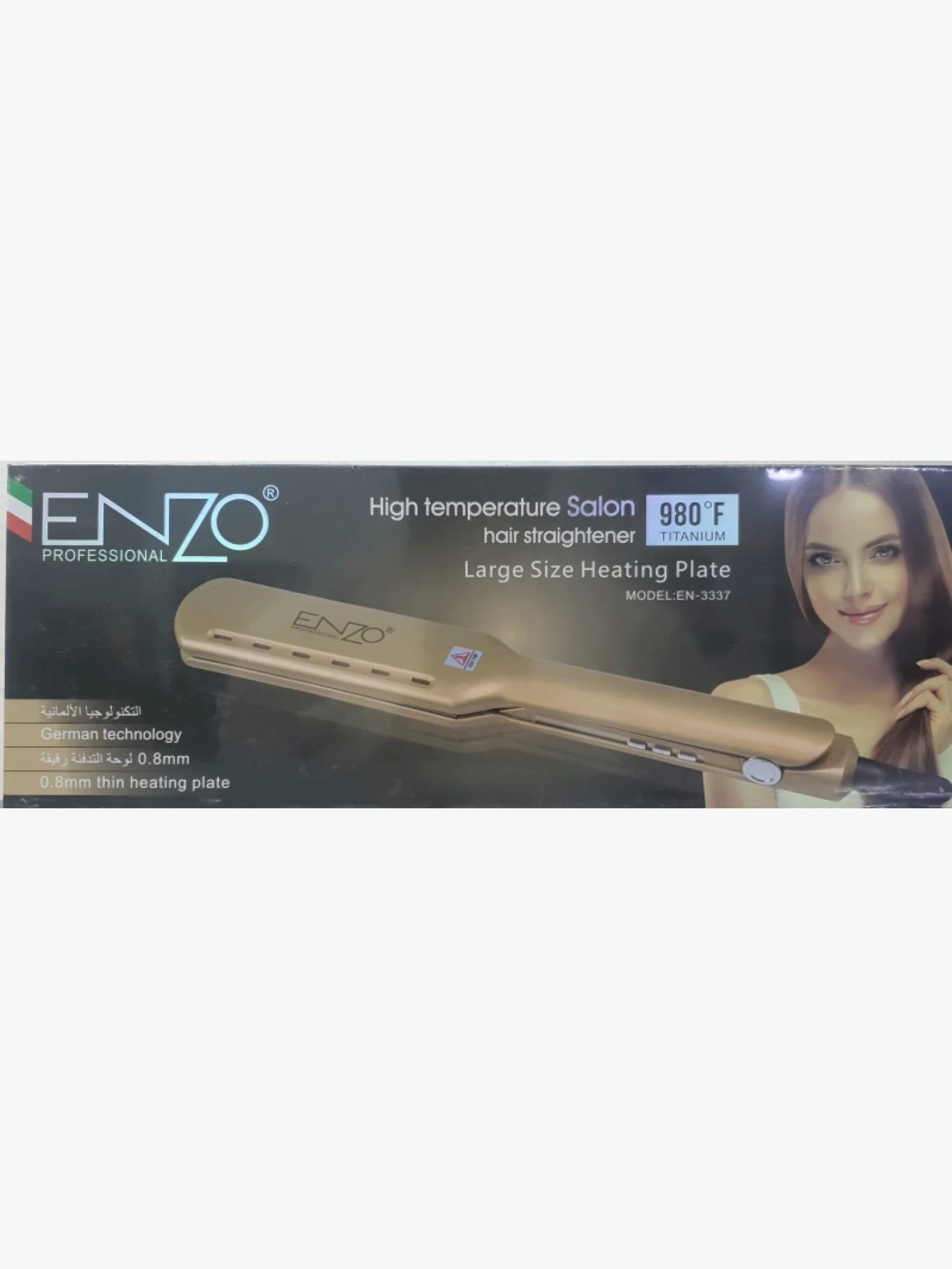 ENZO Professional High Temperature Salon Hair Straightener with German Technology and Large Heating Plate for Women