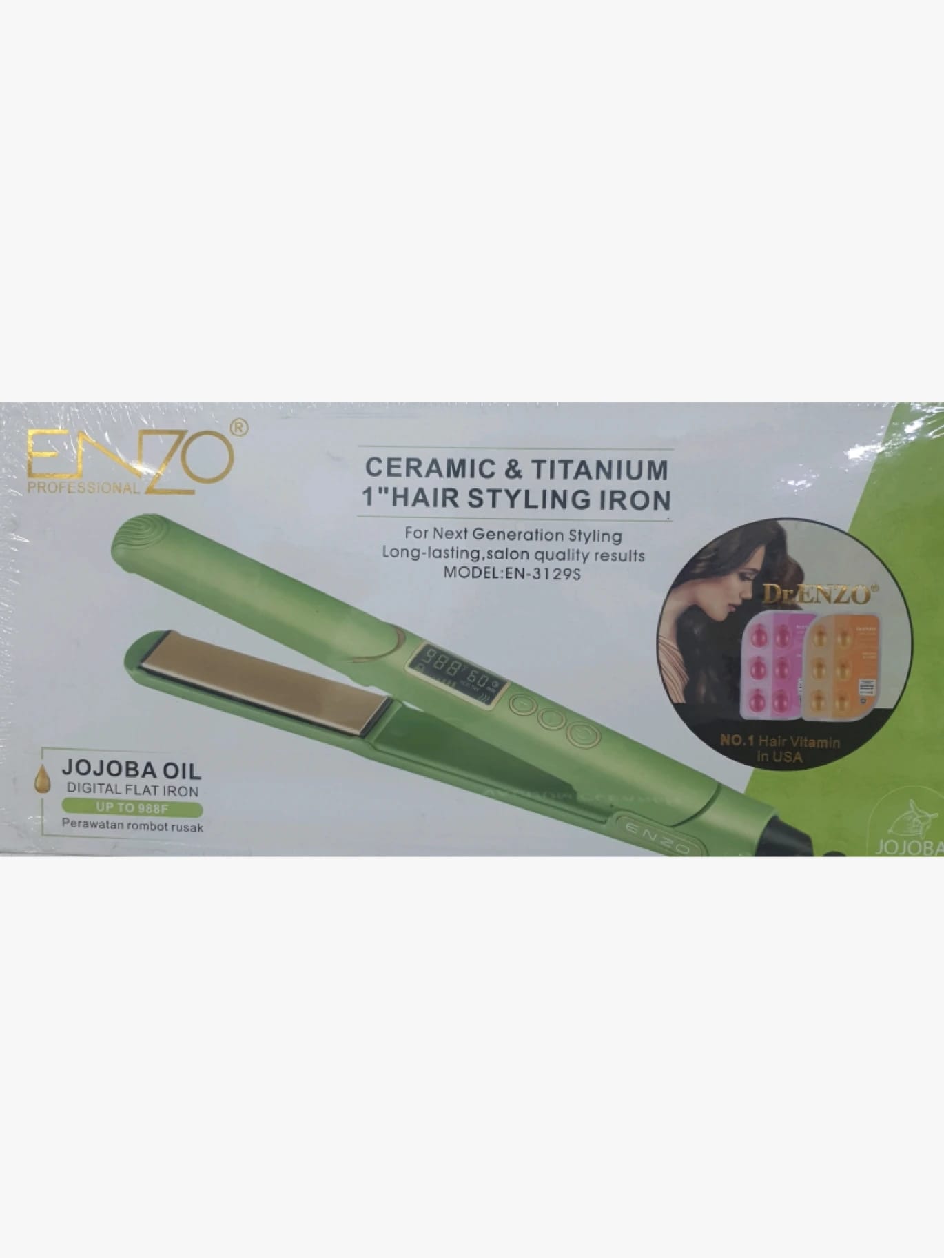 Enzo Professional Hair Styling Iron with Ceramic and Titanium Technology, Modern Design for Trendy Stylists and Elegant Hairstyles