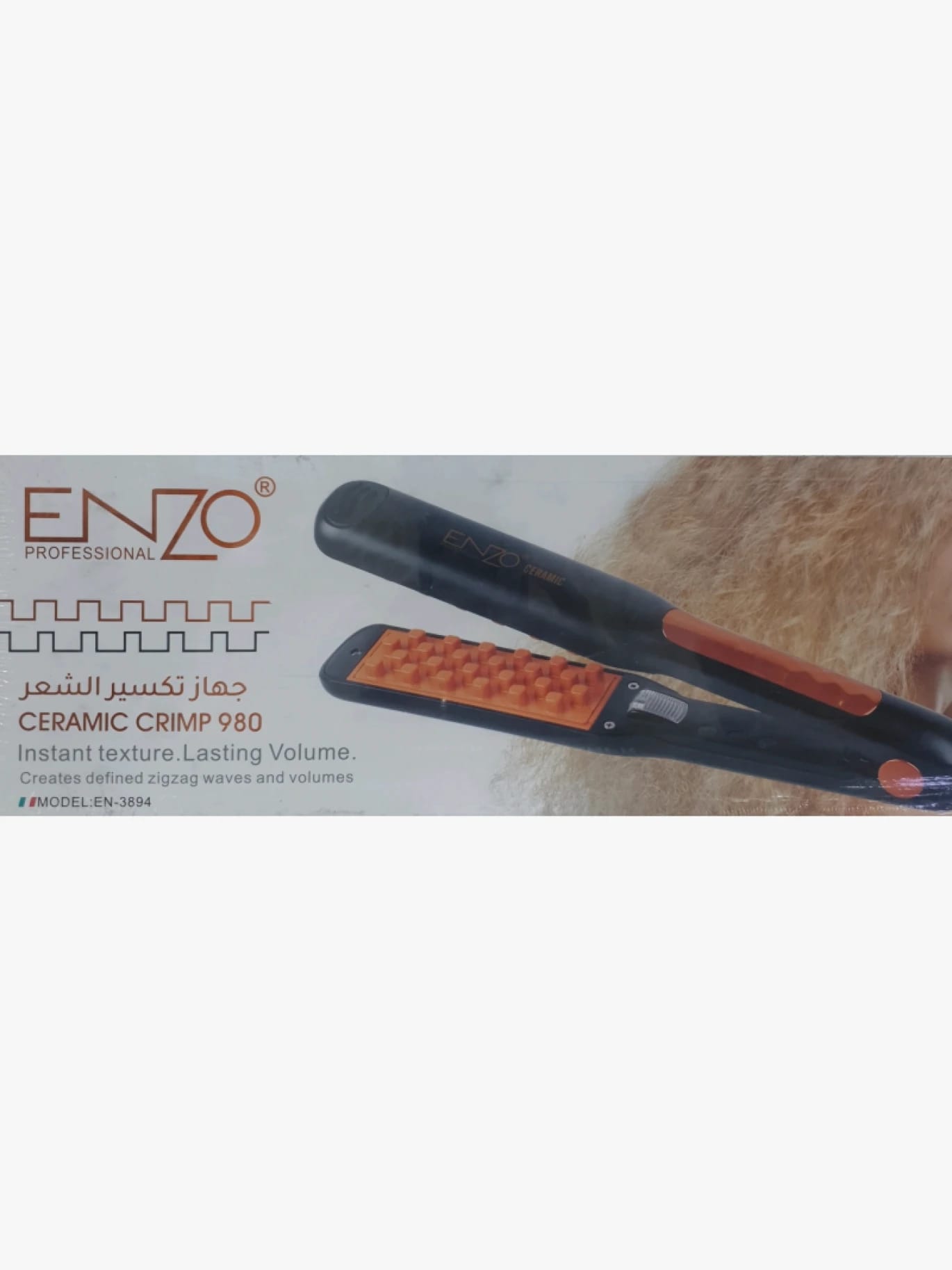 Enzo Professional Hair Crimping Ceramic Crimp 980 Styling Tool for Women and Men for Effortless Hair Styling and Defined Zigzag Volume