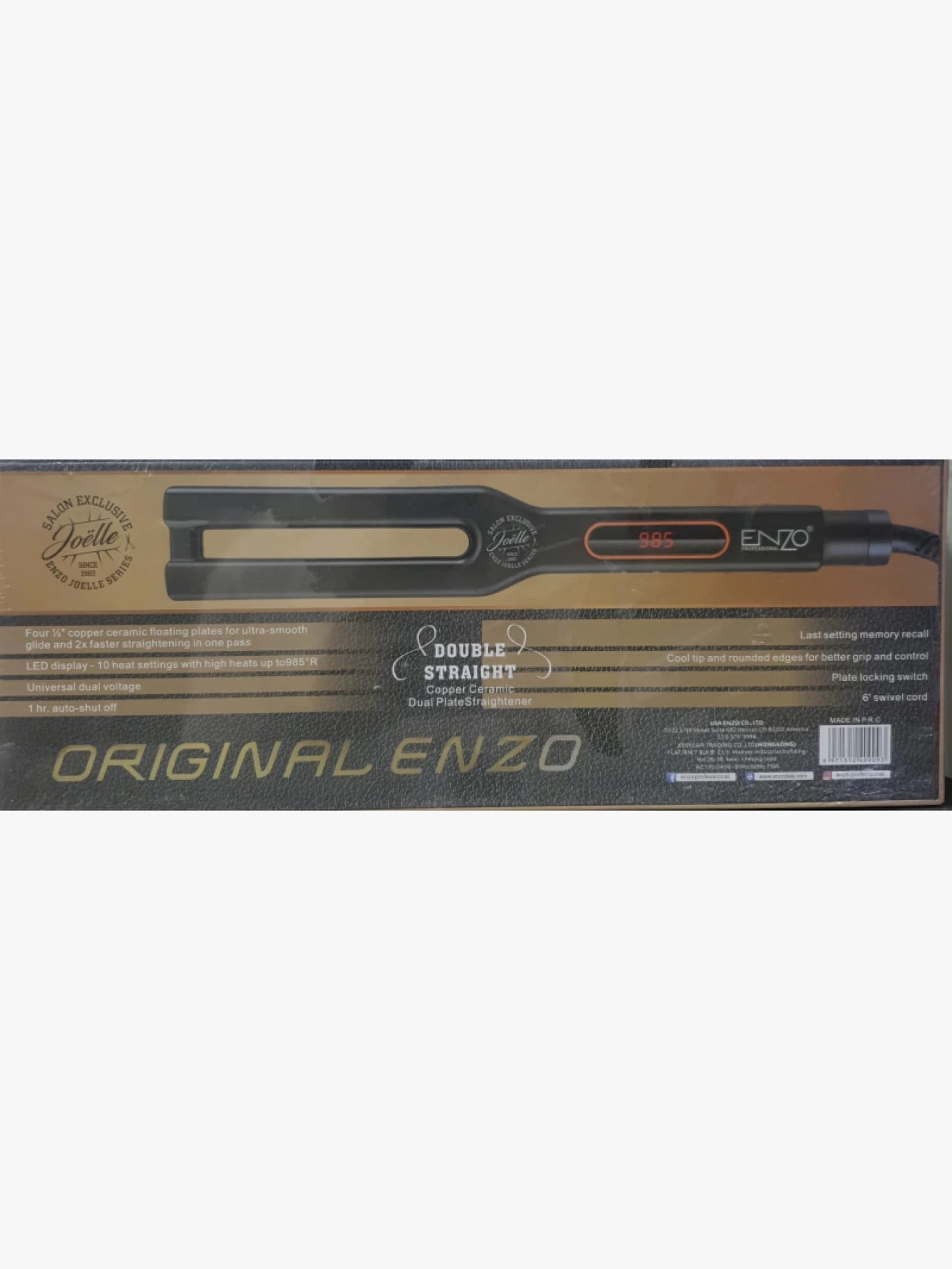 Enzo Professional Hair Styling Tool with Dual Ceramic Plates, Designed for Salon Exclusivity to Deliver Optimal Straightening for Women