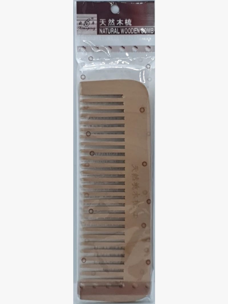 Natural Wooden Comb in a Classic Design by Multi-Use Brand for All Ages, Perfect for Hair Styling with Comfortable Design for Easy Combing, Enhancing Smoothness and Effectively Detangling.