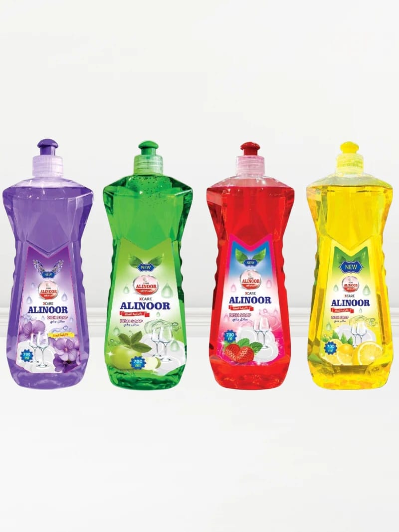 Alinoor Aromatic Powerful Dishwashing Liquid in Various Sizes and Vibrant Designs for Dishes, Families, and Homes Seeking Perfect Cleanliness and Long-Lasting Fresh Scent.