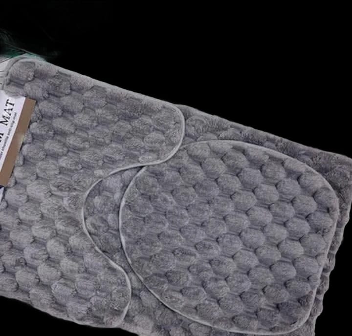 Plush Cobblestone 3-Piece Bathroom Mat Set