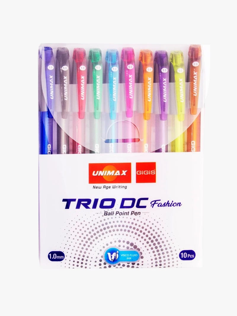 Unimax Trio DC Fashion Ball Point Pen Set with Diverse Colors for Smooth and Perfect Writing, The Unique Collection for Stylish Stationery Enthusiasts and Joyful Writing.