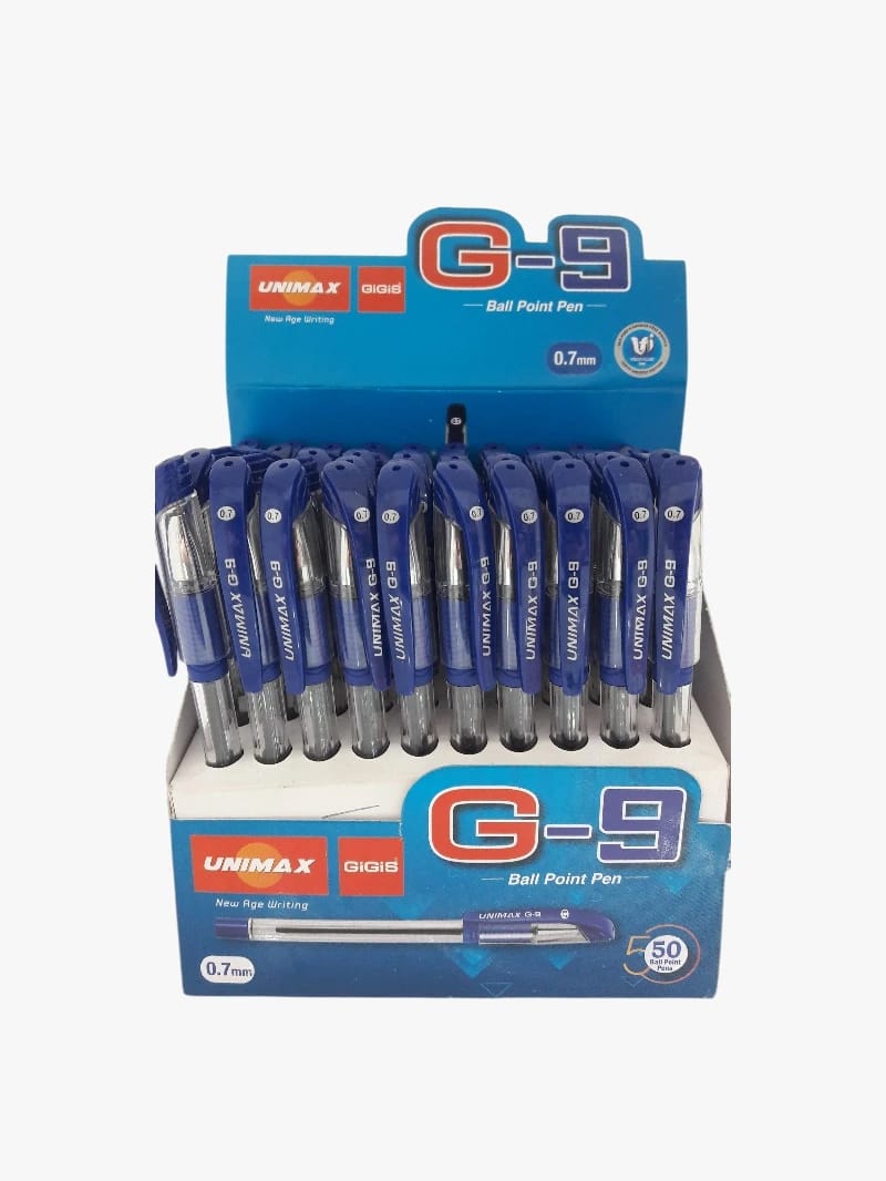 Unimax G-9 Ball Point Pens, Stylish and Precise Writing Instrument, 0.7mm Size. Ideal for Students and Professionals, Combining Modern Design and High Quality for Enhanced Daily Writing Experience.