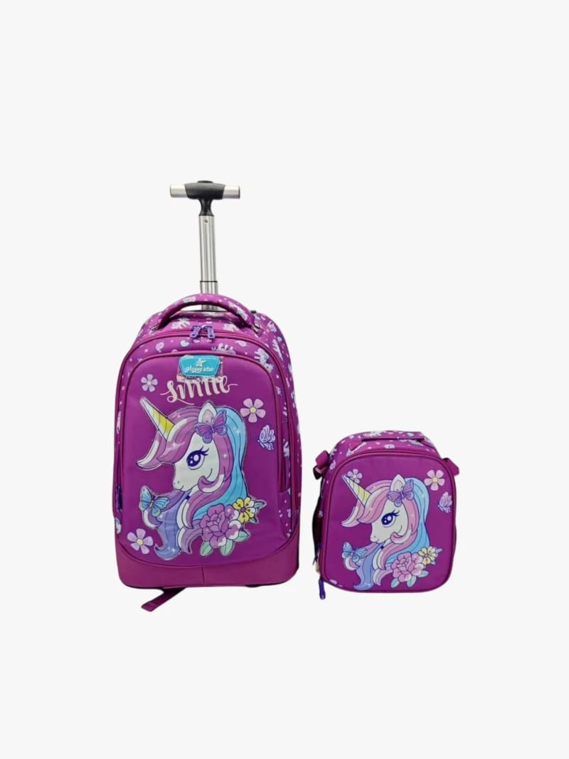 Galaxy Star Wheeled Backpack Set with Small Unicorn Design Backpack for Girls, Perfect for School Adventures and Trips