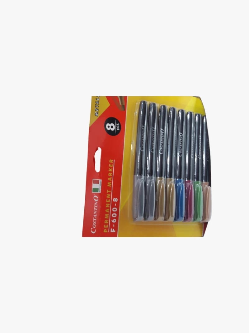 Constantino Multi-Color Permanent Marker Set of 8 Pieces for Everyday Use in Writing and Artistic Drawing with Special Formula for Families, Students, and Artists