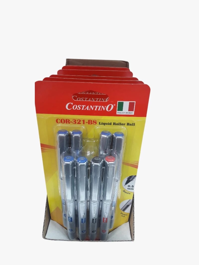 Costantino Liquid Roller Pens, Unique Design for High Quality Smooth Writing, Perfect for Daily Use in Schools and Offices, Ensuring Precise and Effortless Writing Performance.