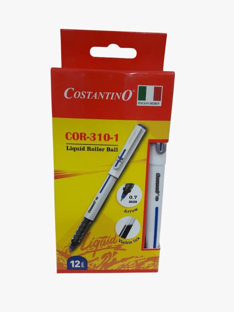 Costantino Liquid Roller Ball Pen COR-310-1, Italian Design for Enthusiasts of Smooth and Precise Writing with Visible Ink Capacity for Teachers and Students Seeking Excellent Writing Performance.