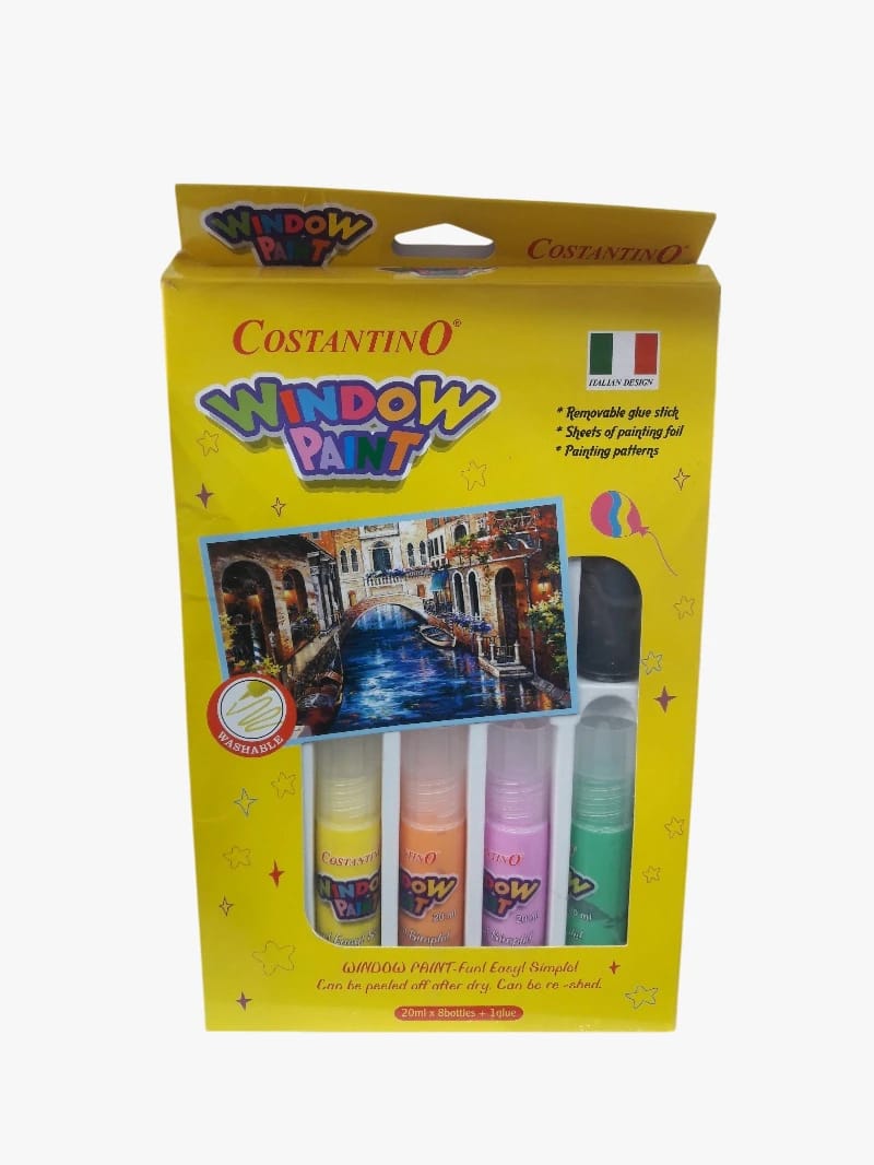 Costantino Window Paint Set, Creative Design, For Children and Artists, Colorful Palette for Fun Artistic Expression Lovers, Perfect for All Ages, Create a World of Colors on Windows Vibrantly, Easily Removable for Reuse.