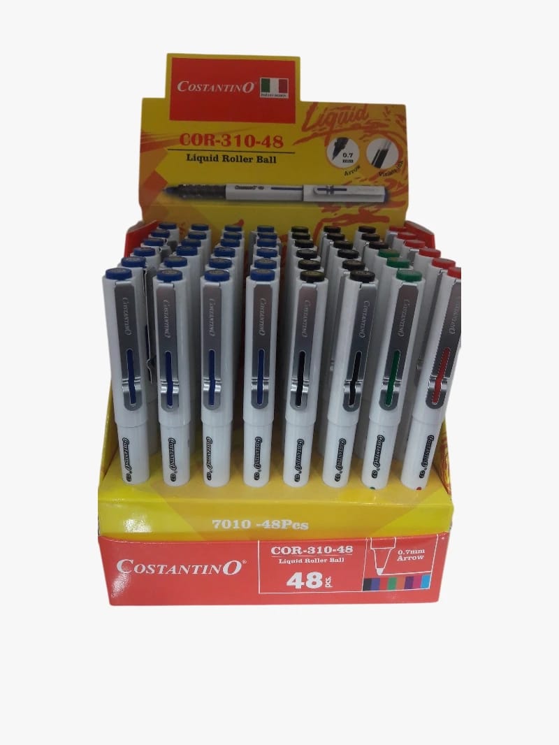 Costantino Liquid Roller Ball Pens in Elegant White Design, Perfect Writing Collection for Students and Professionals, Practical Design, 0.7mm Line Width, Ideal for Everyday Use in Office and School Settings.