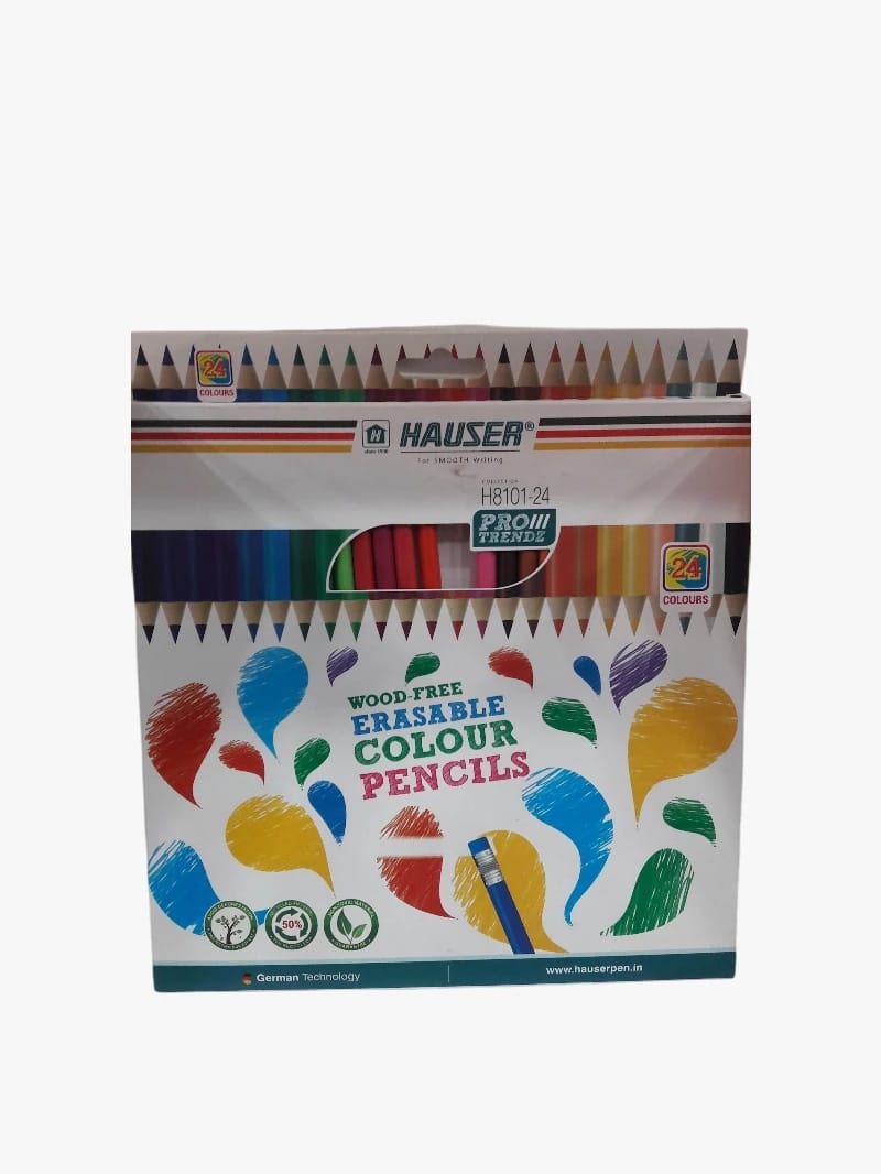 Hauser Set of Erasable Colour Pencils with an Innovative Design Perfect for Beginners and Hobbyists of All Ages. Featuring Remarkable Color Technology and Smooth Application for an Exceptional Coloring Experience.