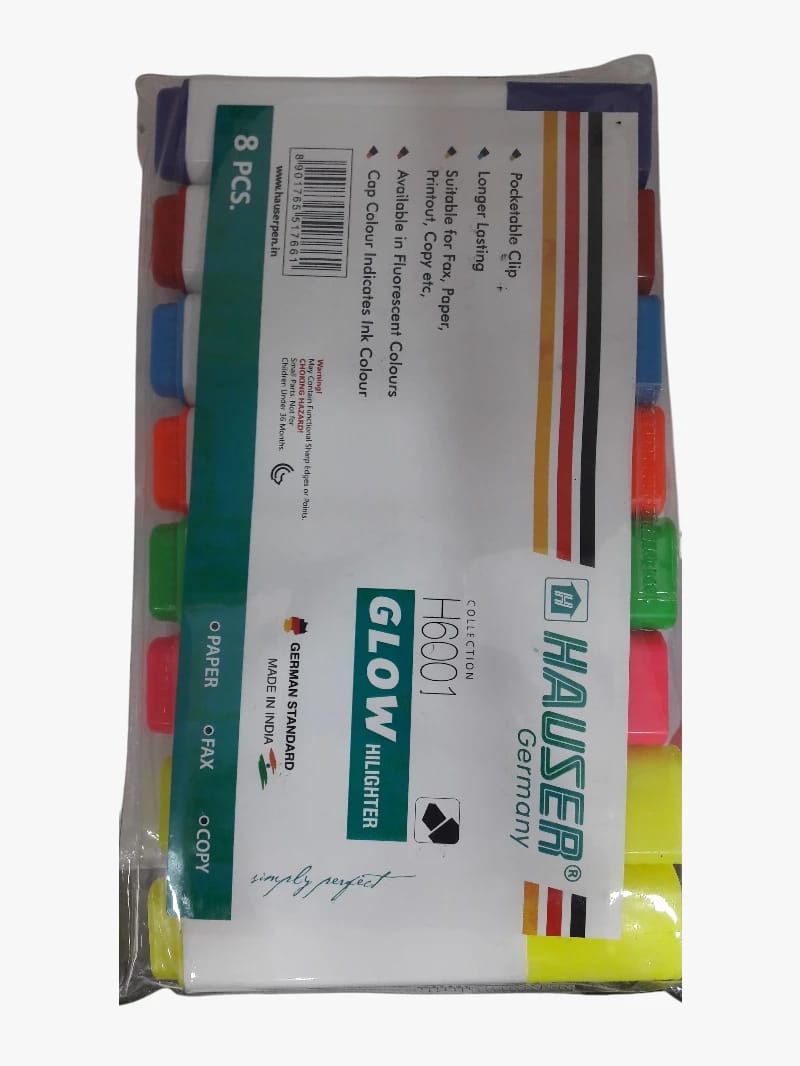 Hauser Germany Highlighter Set with Stunning Quality, Bright and Exquisite Design for Reading and Writing Enthusiasts, Suitable for All Ages with Fluorescent Colors That Last Longer.