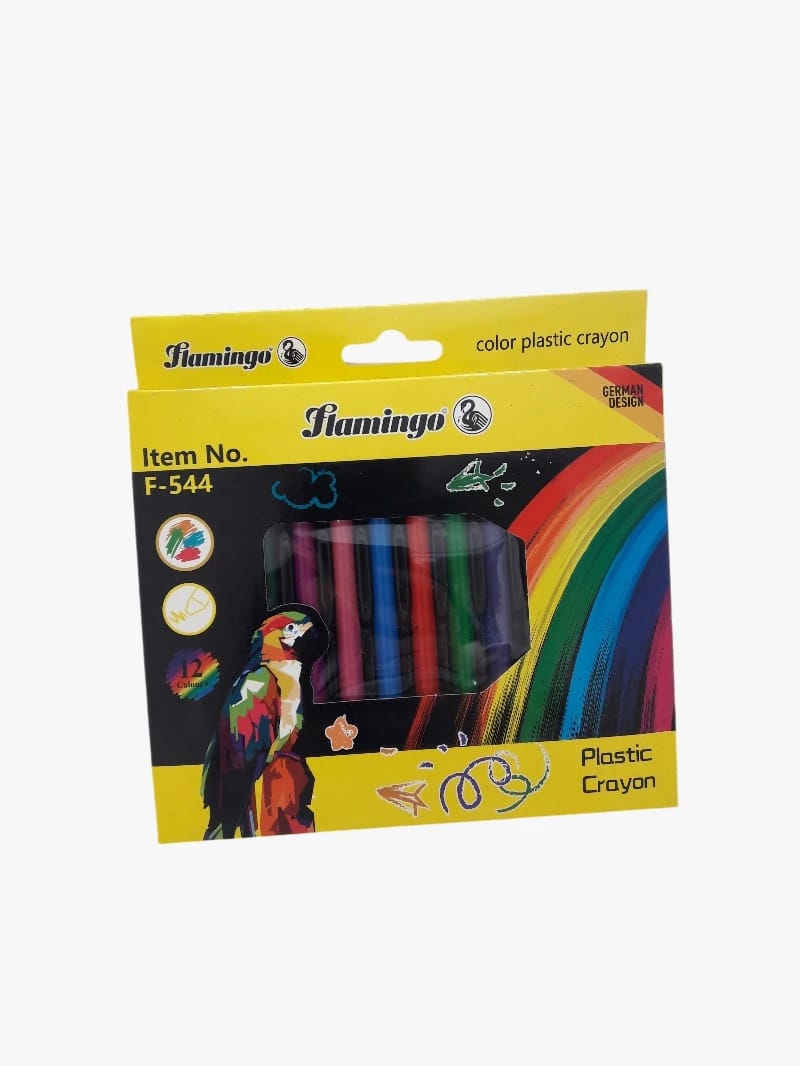 Flamingo Plastic Crayon with German Design, Offers 12 Vibrant Colors Perfect for Kids and Artists, Designed for Ultimate Coloring Experience for All Drawing Enthusiasts.