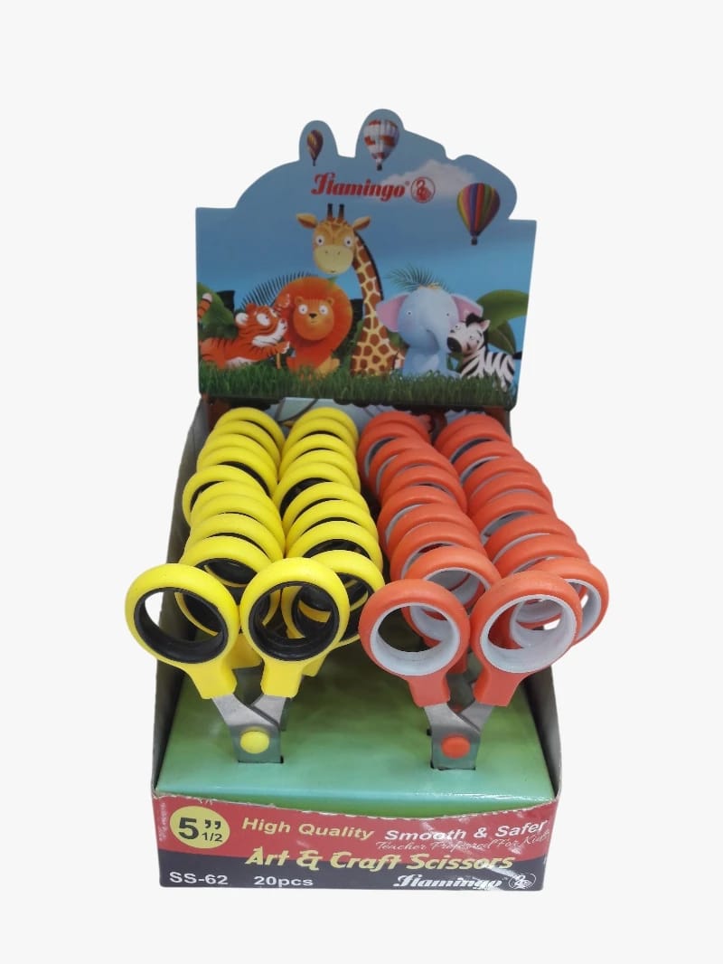 Flamingo High Quality Children's Scissors with Fun Animal Design in Vibrant Colors for Craft and Art, Encouraging Creativity and Safety in Daily Use and Various Children's Activities.