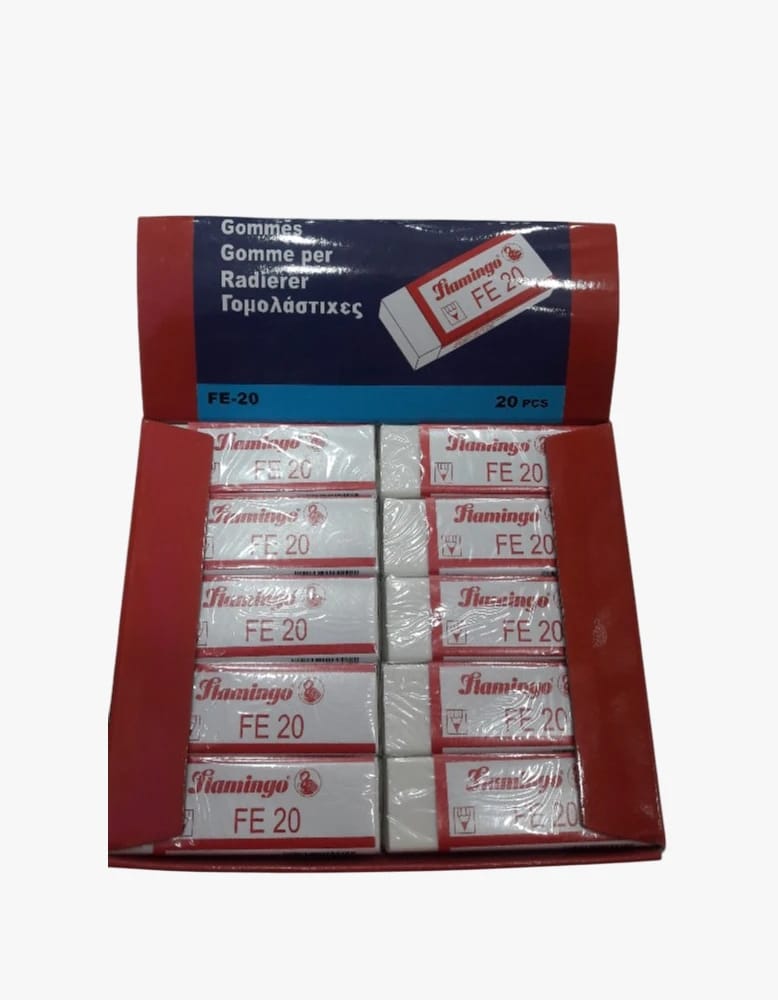 Flamingo FE-20 Eraser for Professionals and Students, Versatile Design Ideal for Office and Study Use, Features Erasing Power and Efficiency for Skillful and Quick Error Removal.