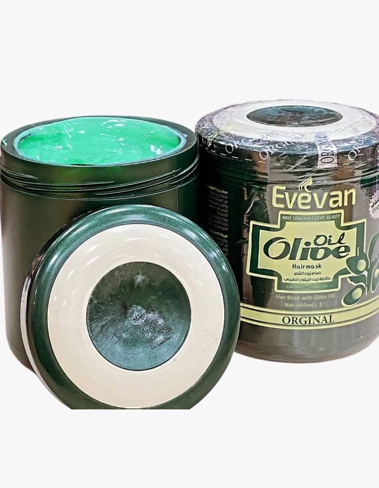 Evevan Olive Oil Hair Mask for Dry and Damaged Hair, 900ml, Designed for Revitalizing Shine and Smoothness, Suitable for Both Men and Women, Rich in Natural Benefits and Moisturizing Care for Healthy Scalp Metabolism.