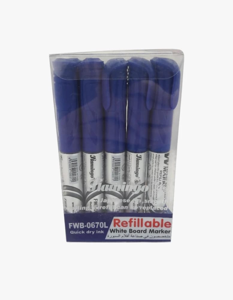 Flamingo Refillable Whiteboard Marker Set with Quick Dry Ink for Teachers and Office Use, Easy to Use and Refill for Bold Writing