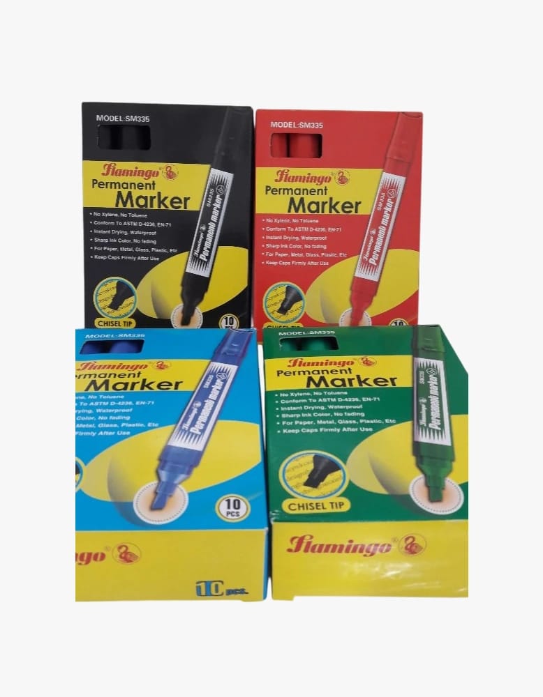 Flamingo Permanent Marker Multi-Color Set Modern Design For Versatile Use On Paper, Metal, Glass, Ensuring Fresh Ink With Cap For Long-Lasting Quality In Various Applications.