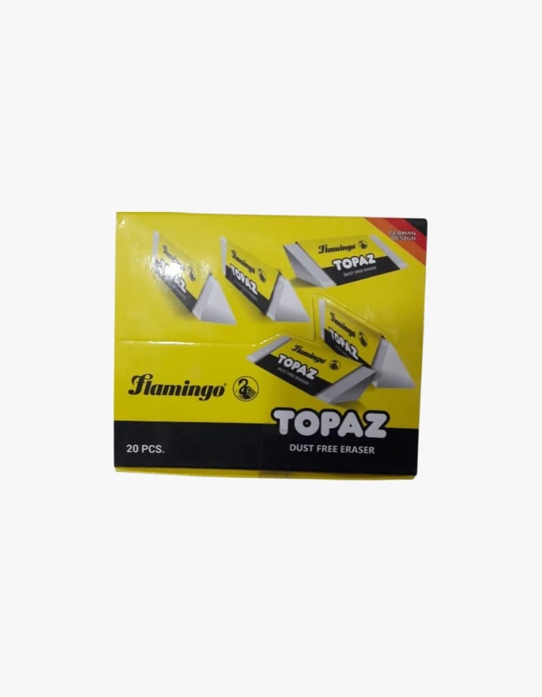 Flamingo Topaz Dust-Free Eraser with Innovative Design for Enthusiasts of Perfect Writing Supplies, Ideal for Students and Teachers Seeking Excellent Performance and Elegant Style in Smooth and Effective Erasing Without Leaving Undesired Residue.
