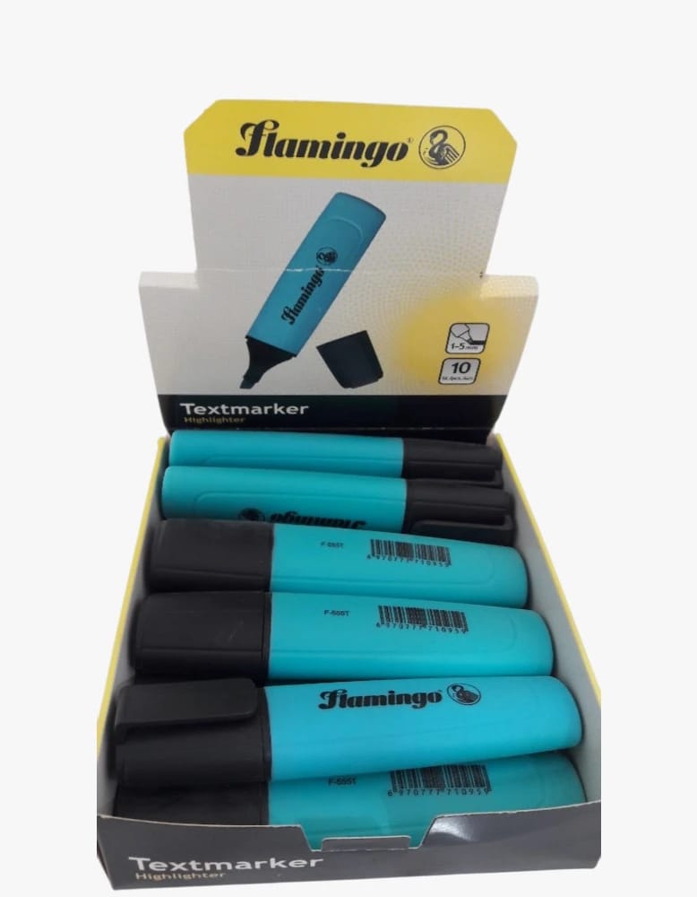 Flamingo Brand Highlighting Textmarkers Special for Writing and Highlighting in Blue Color with Modern Design Suited for Students, Teachers, and Offices to Ease Reading and Noticing the Important.