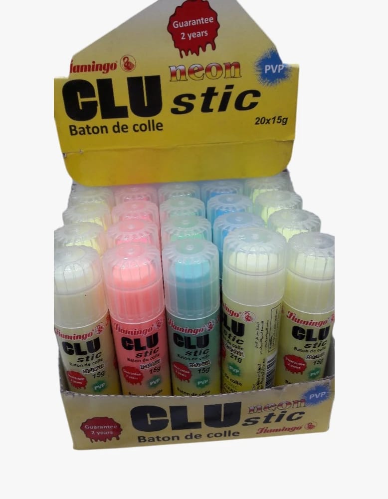 Flamingo Clu Stic Neon Modern Design Stick Glue for School and Office Supplies and Art Projects for All Ages and Stages.