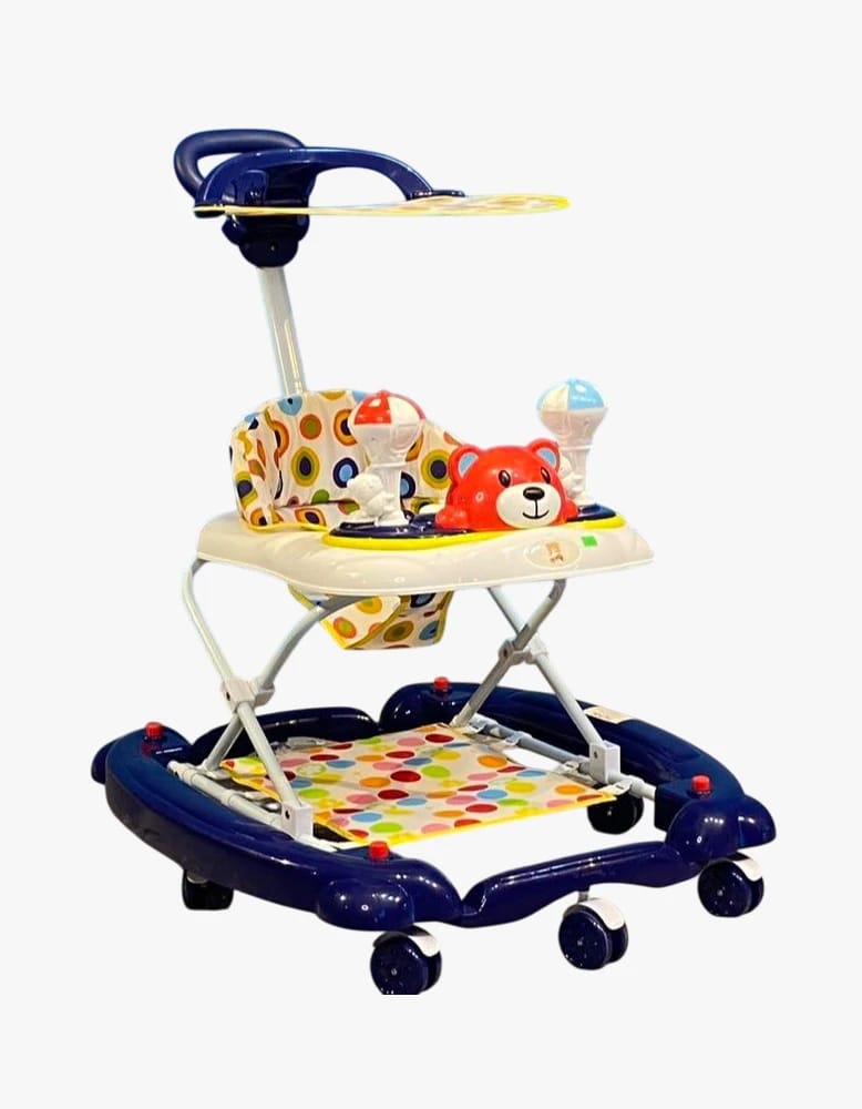 Creative Brand Baby Walker with Colorful Teddy Bear Design and Fun Toys for Kids with Adjustable Table in Blue and Red, Perfect for Toddlers to Stimulate and Encourage Exploration of Their Surroundings.