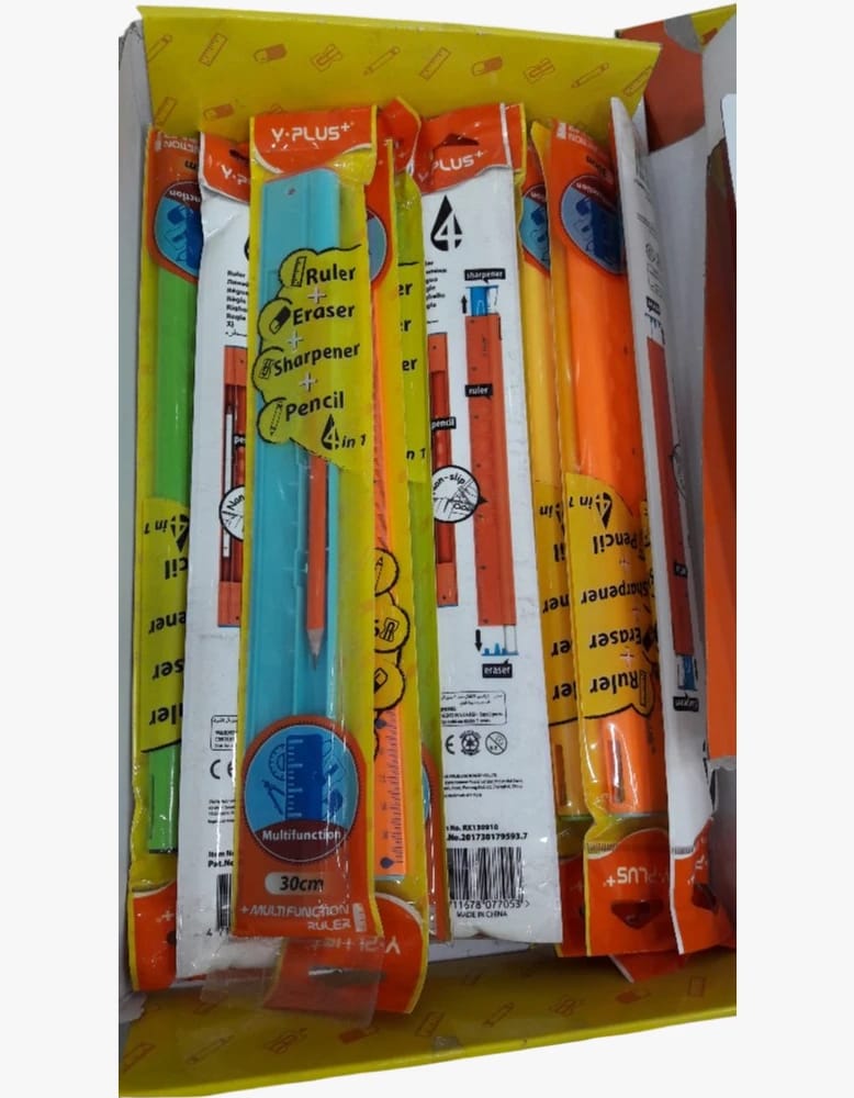 Y-PLUS Multifunction School Training Kit with Ruler, Sharpener, Eraser, and Pencil in Vibrant Colors for Students