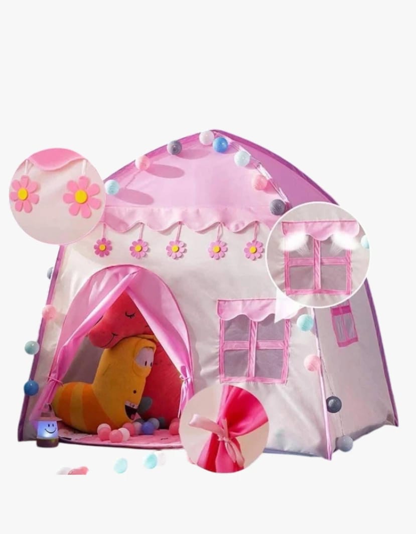 Children's Play Tent with Floral Pink Design and Beautiful Colored Lights, Perfect for Playroom and Indoor Use, Multicolor Interactive Tent by Prestigious Brand, Ideal for Fun and Relaxation.