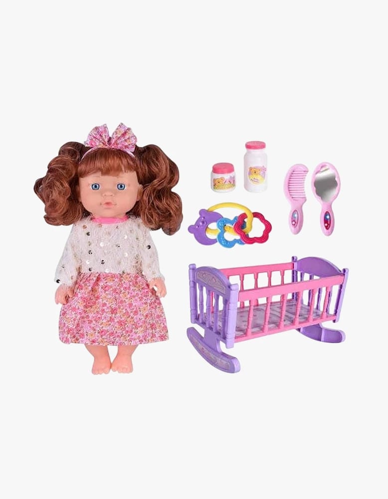 Baby Care Doll Playset with Complete Sleeping Set Including Cradle and Accessories, Modern Design for Young Boys and Girls, Perfect Gift for Kids