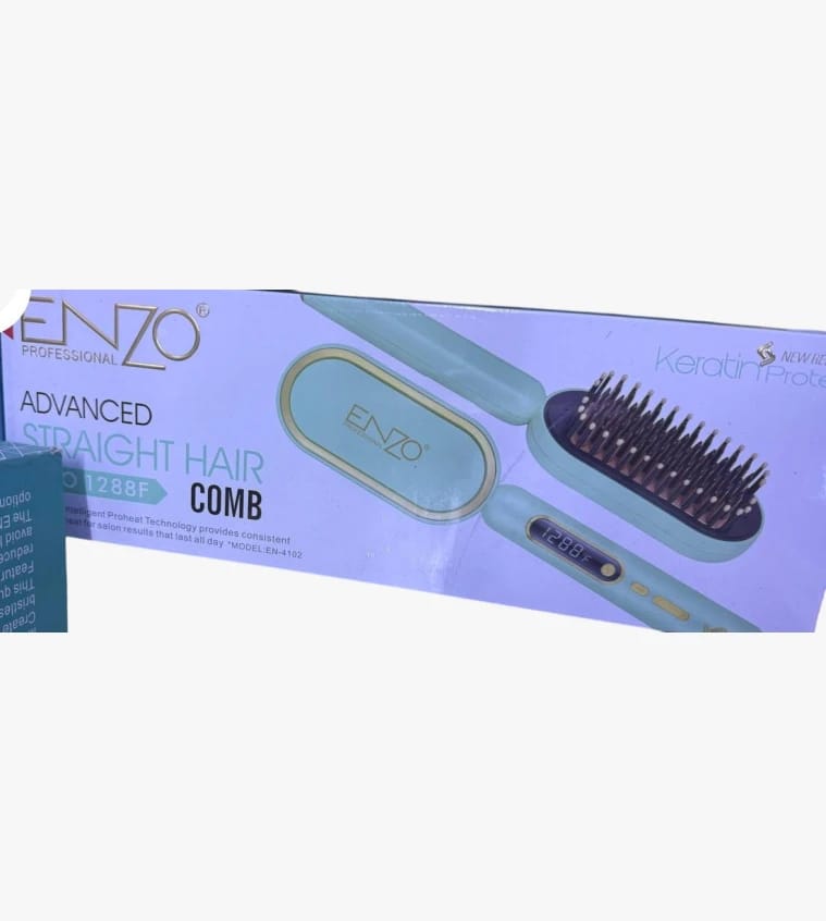 Enzo Professional Hair Brush, Advanced Straight Hair Comb, Innovative Design, Ideal for Perfect Styling Results, Enhanced Technology for Professional Salon Finish, Sleek and Durable for Everyday Use.