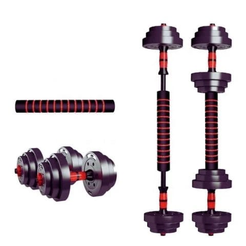 Adjustable Plastic Dumbbell 10kg( Every hand 5kg )with 2 Bars & long Bar