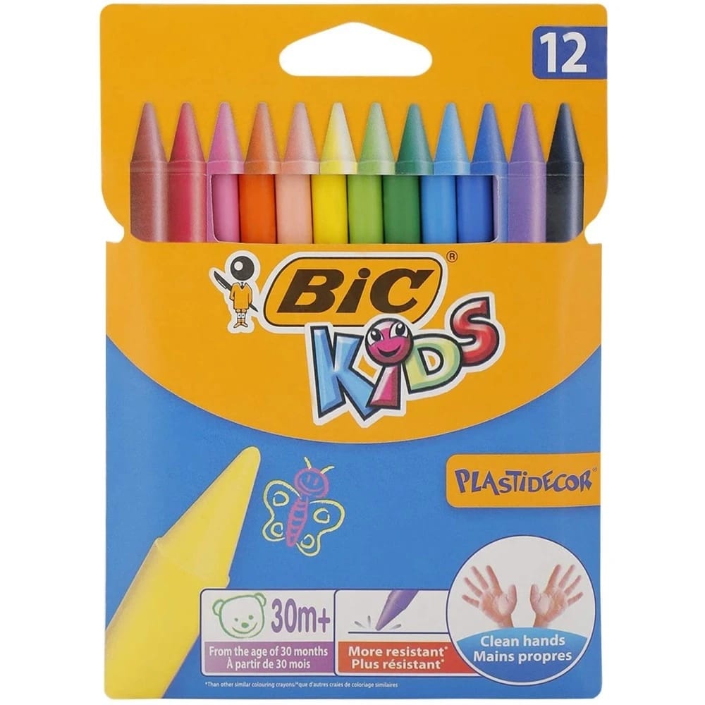 مجموعة ألوان شمعية للأطفال من 12 لونًا | BIC