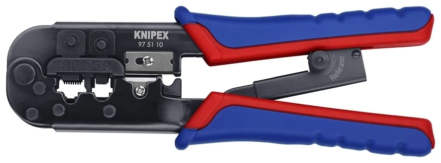 زرادية كبس Knipex 97 51 10 لمقابس RJ11 / RJ12 | مقبض متعدد المكونات – 190 مم