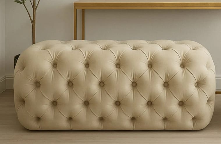 Luxurious Contemporary Pouf Sofa with Elegant Button Detailing for Exceptional Comfort and Decor, Ideal for Living Rooms and Relaxation Spaces for Modern Interior Decor Enthusiasts.