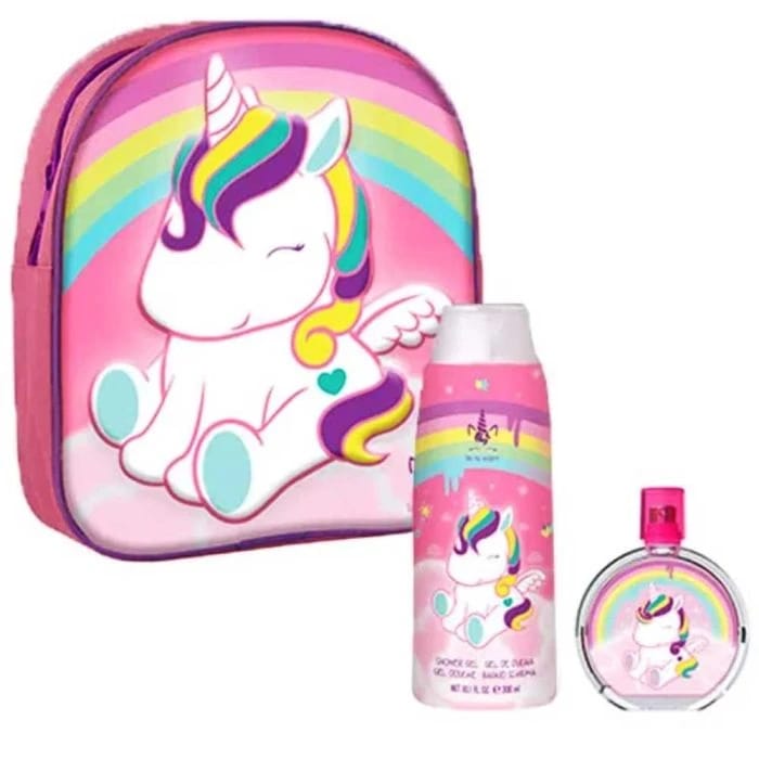 طقم هدايا للأطفال Eau My Unicorn من اير-فال (ماء تواليت 50 مل + جل استحمام 300 مل + حقيبة ظهر)