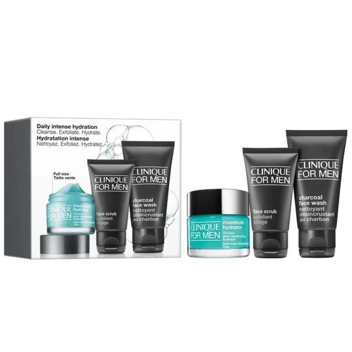Clinique Daily Intense Hydration Maximum Hydrator 72-Hour Auto-Replenishing Hydrator 50ml & Charcoal Face Wash 50ml Gift Set For Men