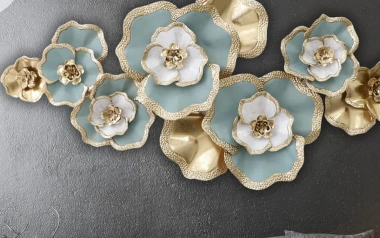 Elegant and Unique Wall Art with Modern Ceramic Flowers by the Famous Brand, Perfect for Living Rooms and Reception Areas Adding Beauty and Sophistication to Any Space.