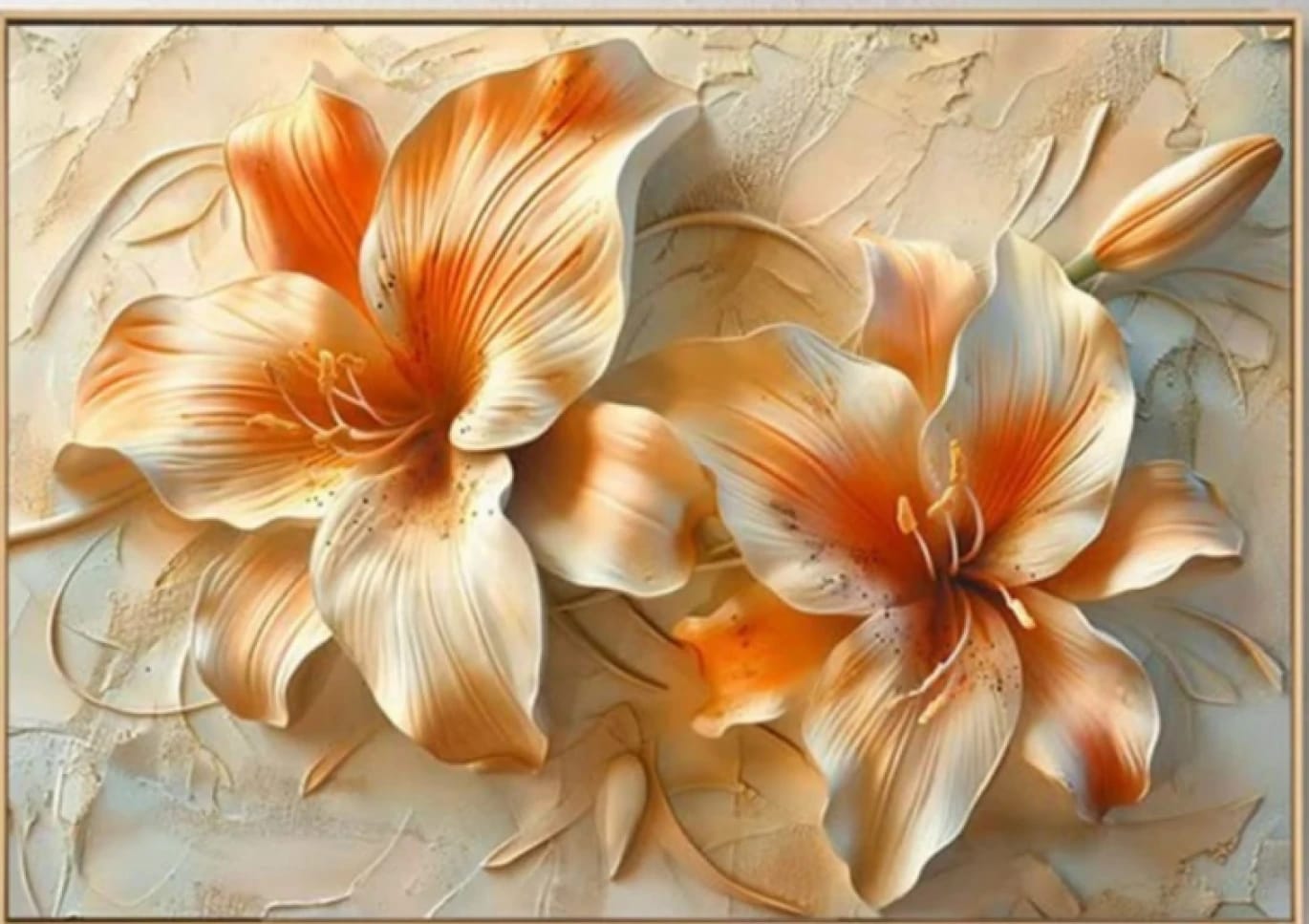 Luxury 3D Flower Art Wall Decor Panel with Beautiful Orange Lily Design for Living Rooms, Lounges, and Hotels by Renowned Brand for Those Who Appreciate Elegance and Art