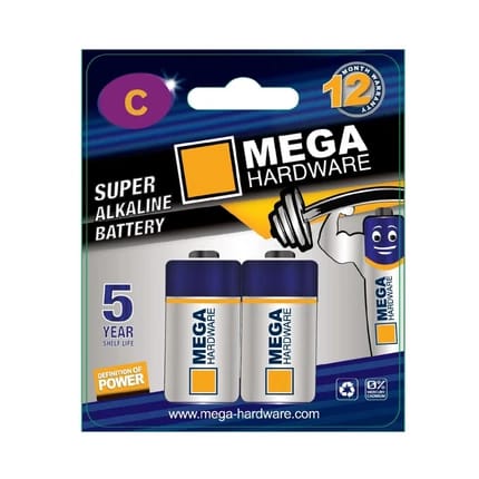 MEGA C SUPER ALKALINE BATTERY - 2PCS