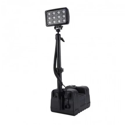36-WATT RECHARGEABLE LED FLASHLIGHT FOR WORKPLACES, 12-VOLT 10-AMP LITHIUM BATTERY