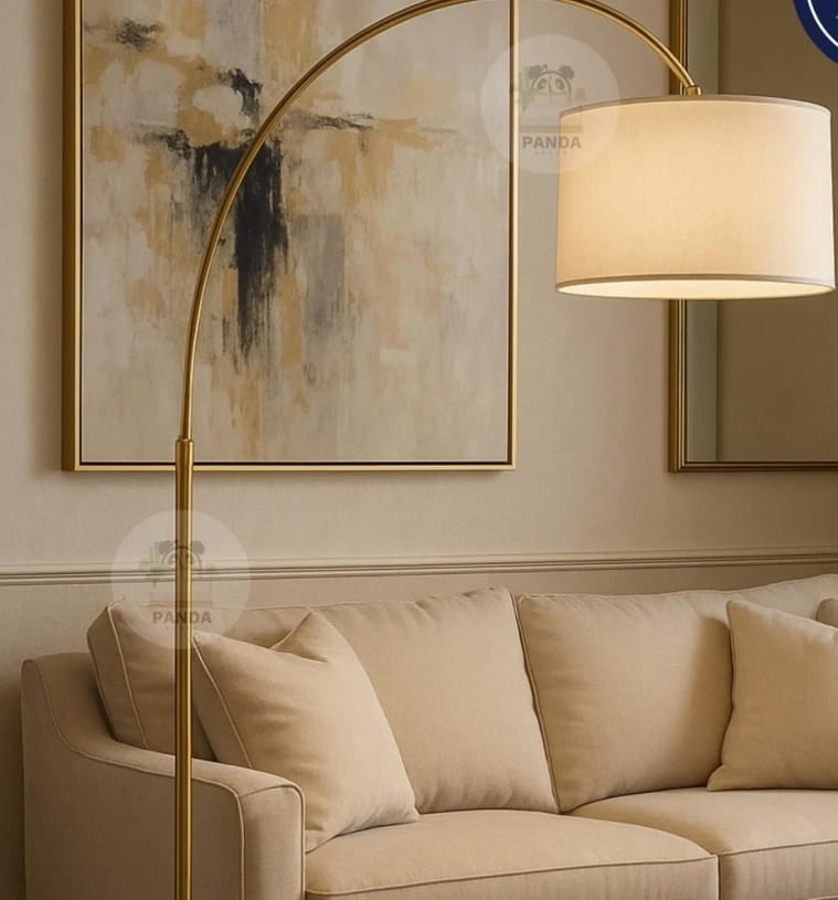 Panda Brand Luxurious Living Room Arc Lamp with Elegant Shade, Offering Comfort and Ideal Lighting Experience for Stylish and Art Enthusiasts Throughout the Home