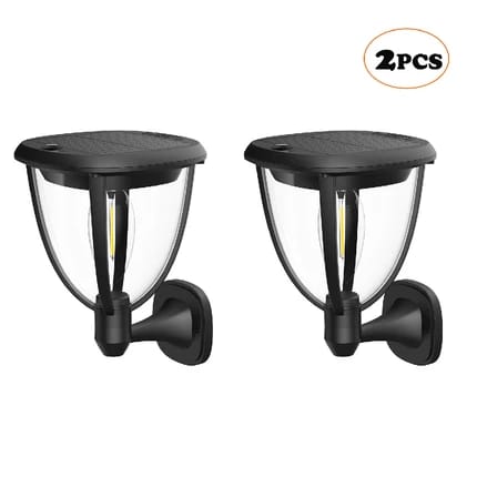 Outdoor Decor Lamp Fixture Wall Mount LED Waterproof Solar 2Pcs