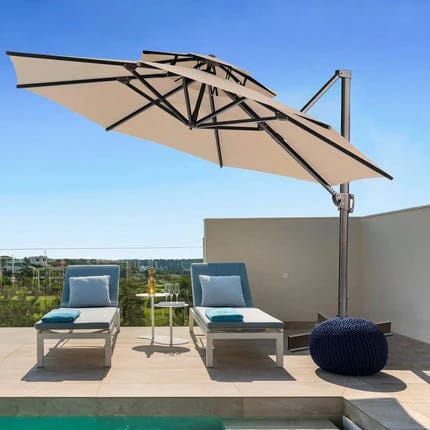 Outdoor umbrella for garden and patio with 3 meter base
