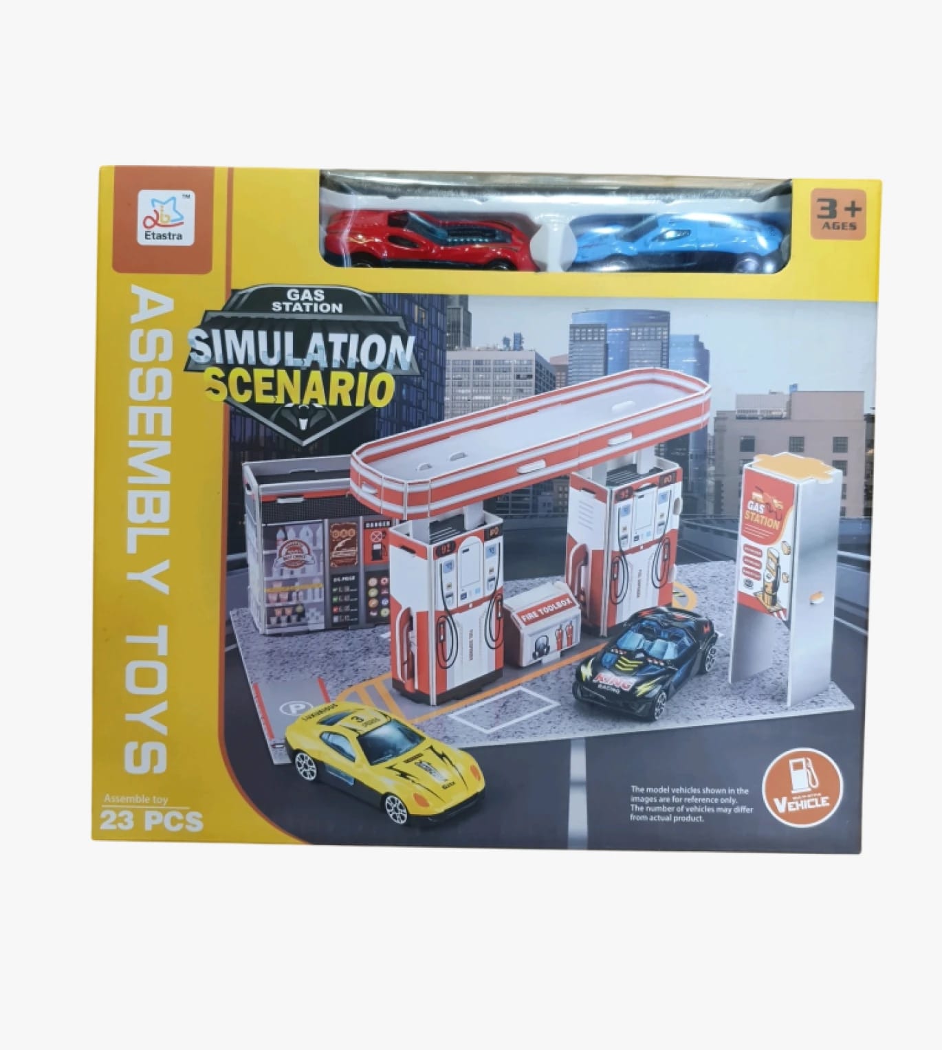 Etastra Simulation Scenario Gas Station Toy Set for Kids with Realistic Design and Unique Activity for Exciting Play and Building Skills for Ages 3+, 23 Piece Set