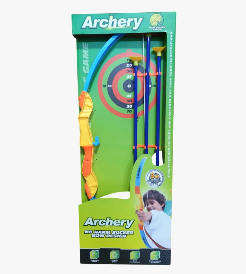 Archery Game Set for Kids Aged 3+ with Soft Safe Arrows and Unique Suction Cup Design. Exciting Shooting Toy for the Whole Family to Enhance Accuracy, Focus, and Motor Skills.