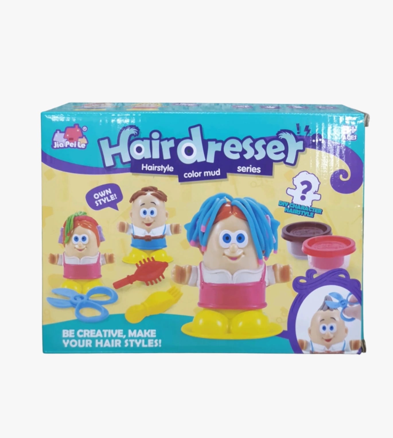 Jia Pei Le Hairdresser Playset for Kids - Color Mud for Hairstyling Creativity for Children Ages 3 and Up - Unique DIY Style and Crafting Skills