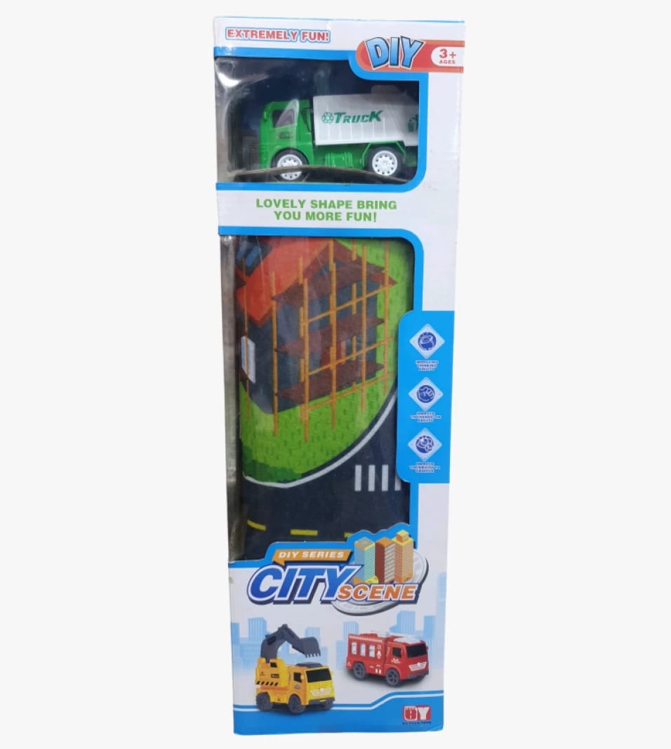 DIY Series City Scene Toy Cars for Kids Age 3+, Interactive Inertia Truck Playset, Delightful Experience in Fun Packaging.
